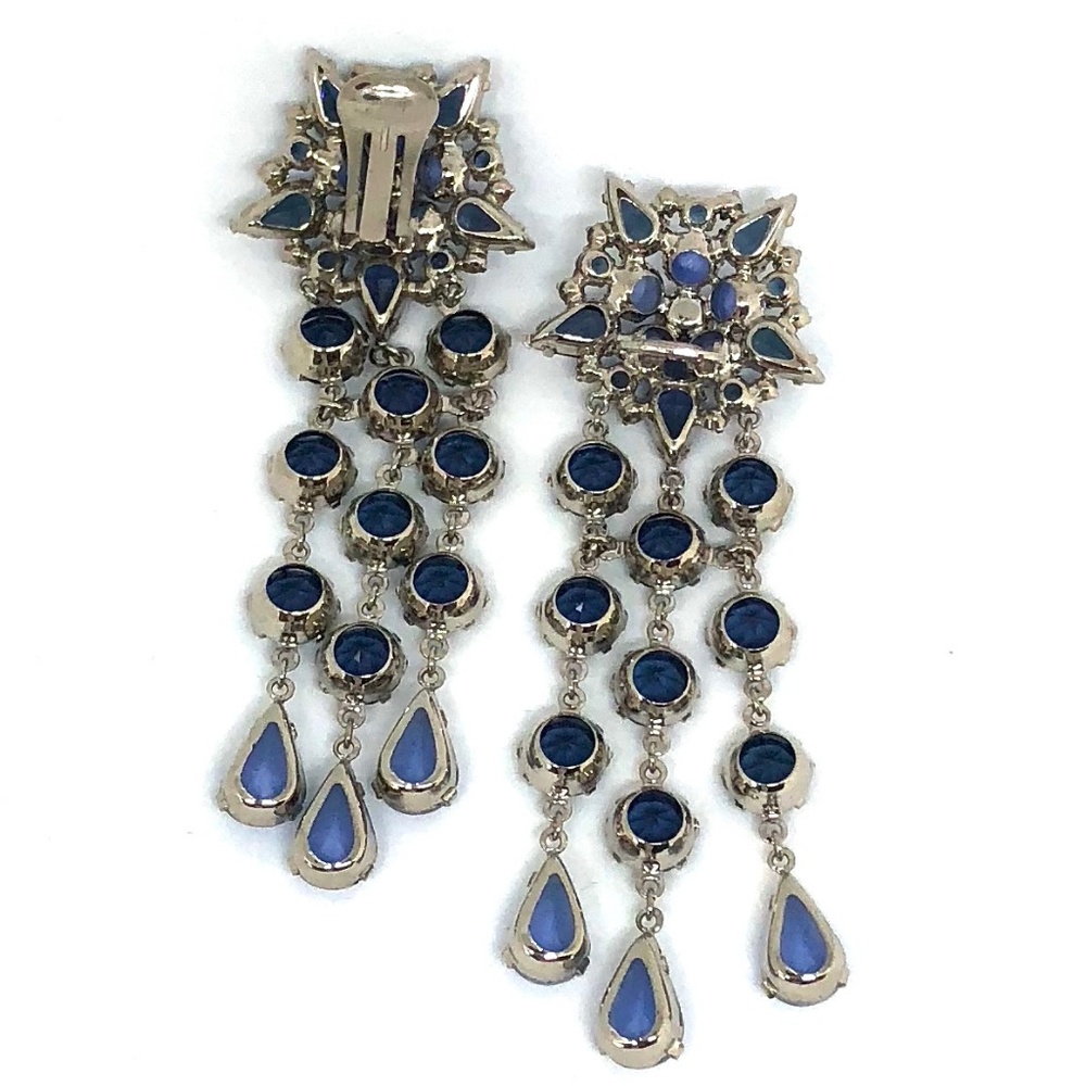 Vintage style drop earrings, blue mixed stones - Picture 2 of 3